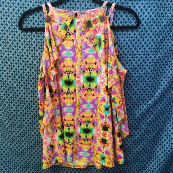 Adele & May - Women's super fun tie-dyed tank top with sheer overlay. Size- XL - Picture 6 of 6